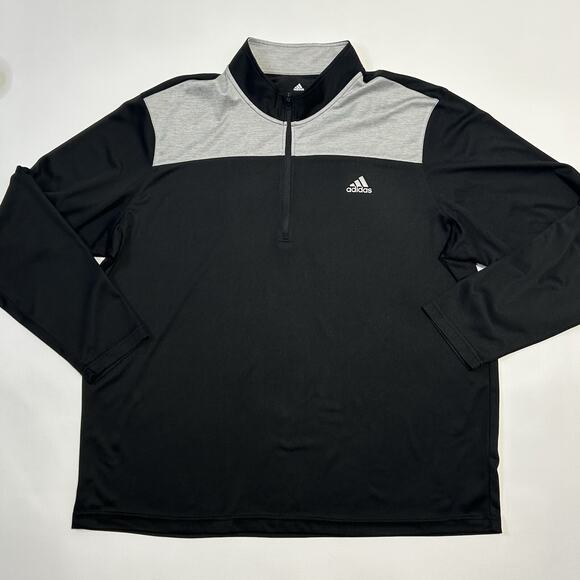Adidas Golf Men's 2XL Lightweight UPF 1/4 Zip Long Sleeve Pullover Black Gray - Picture 3 of 12